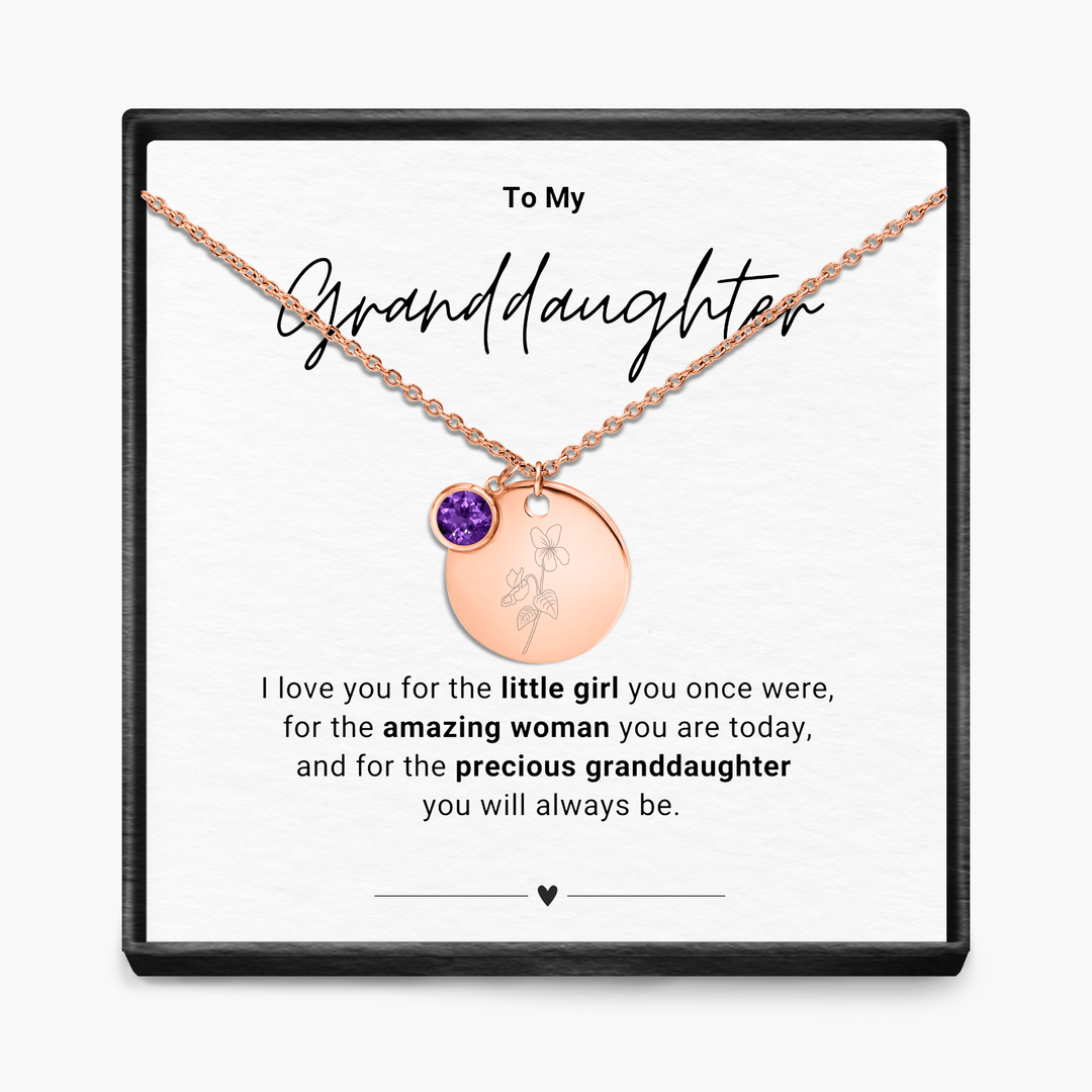 To My Grandaughter - Birth Month Pendant Necklace
