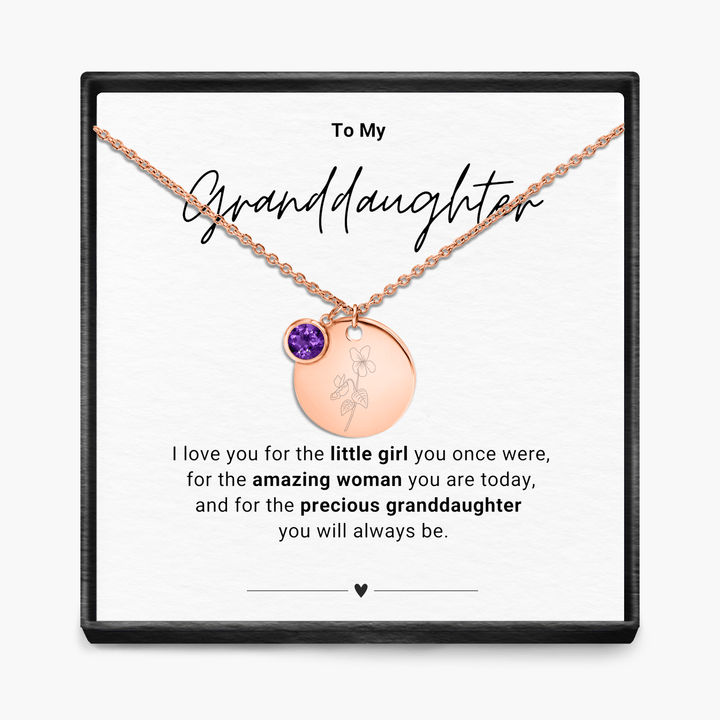 To My Grandaughter - Birth Month Pendant Necklace