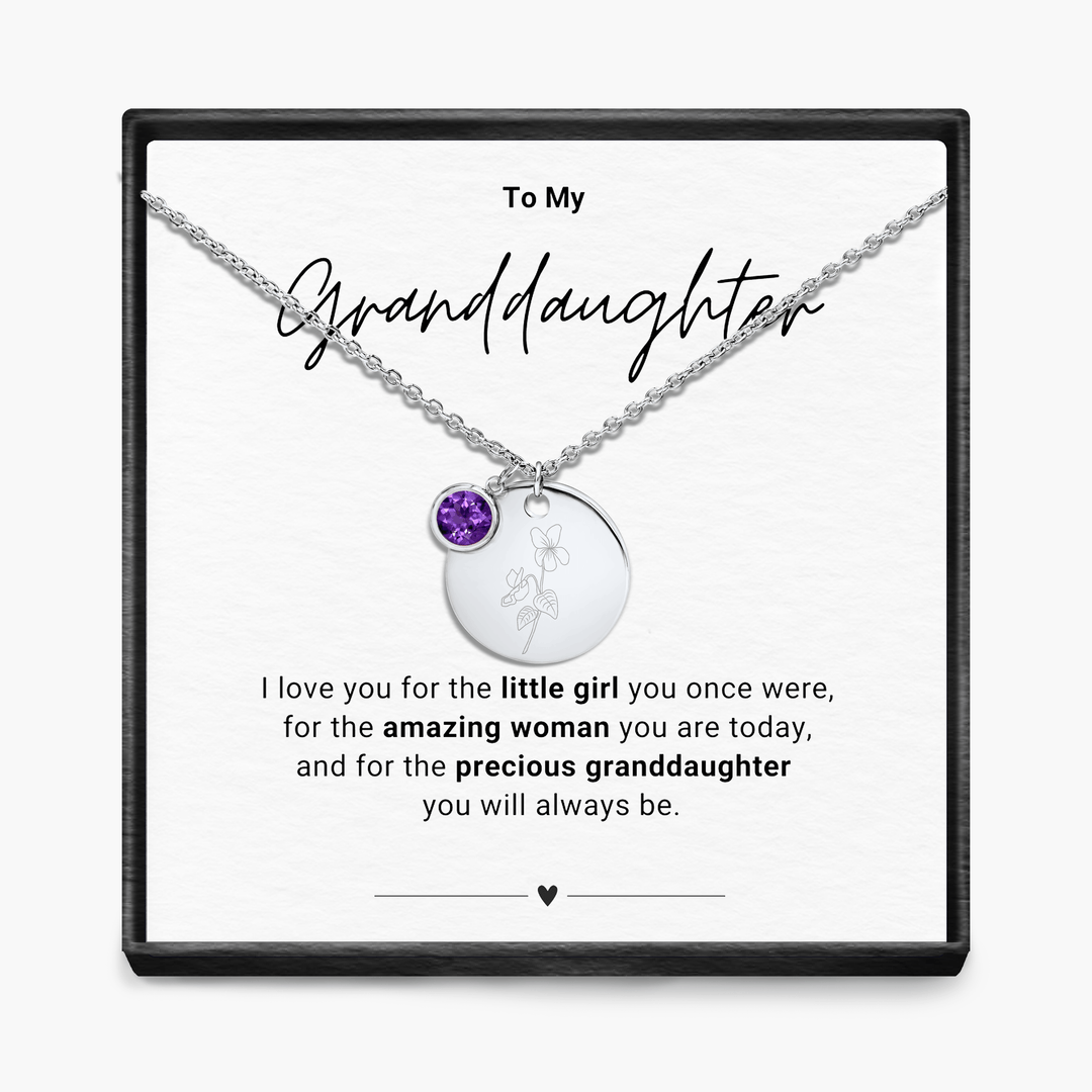 To My Grandaughter - Birth Month Pendant Necklace