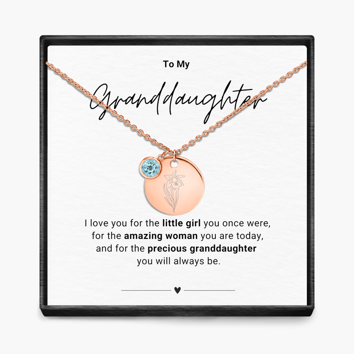 To My Grandaughter - Birth Month Pendant Necklace