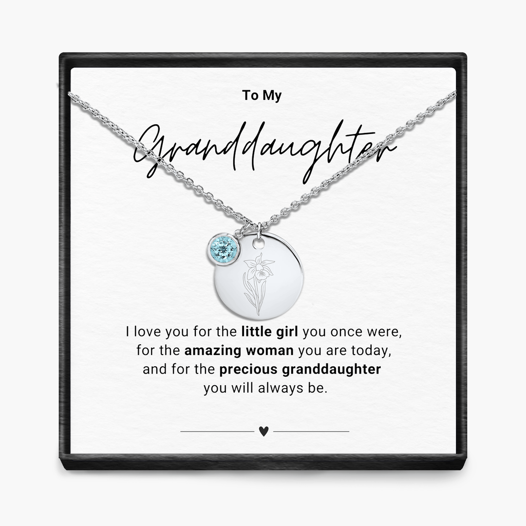 To My Grandaughter - Birth Month Pendant Necklace