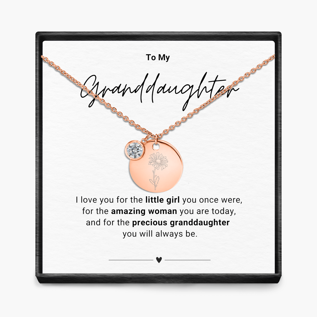 To My Grandaughter - Birth Month Pendant Necklace