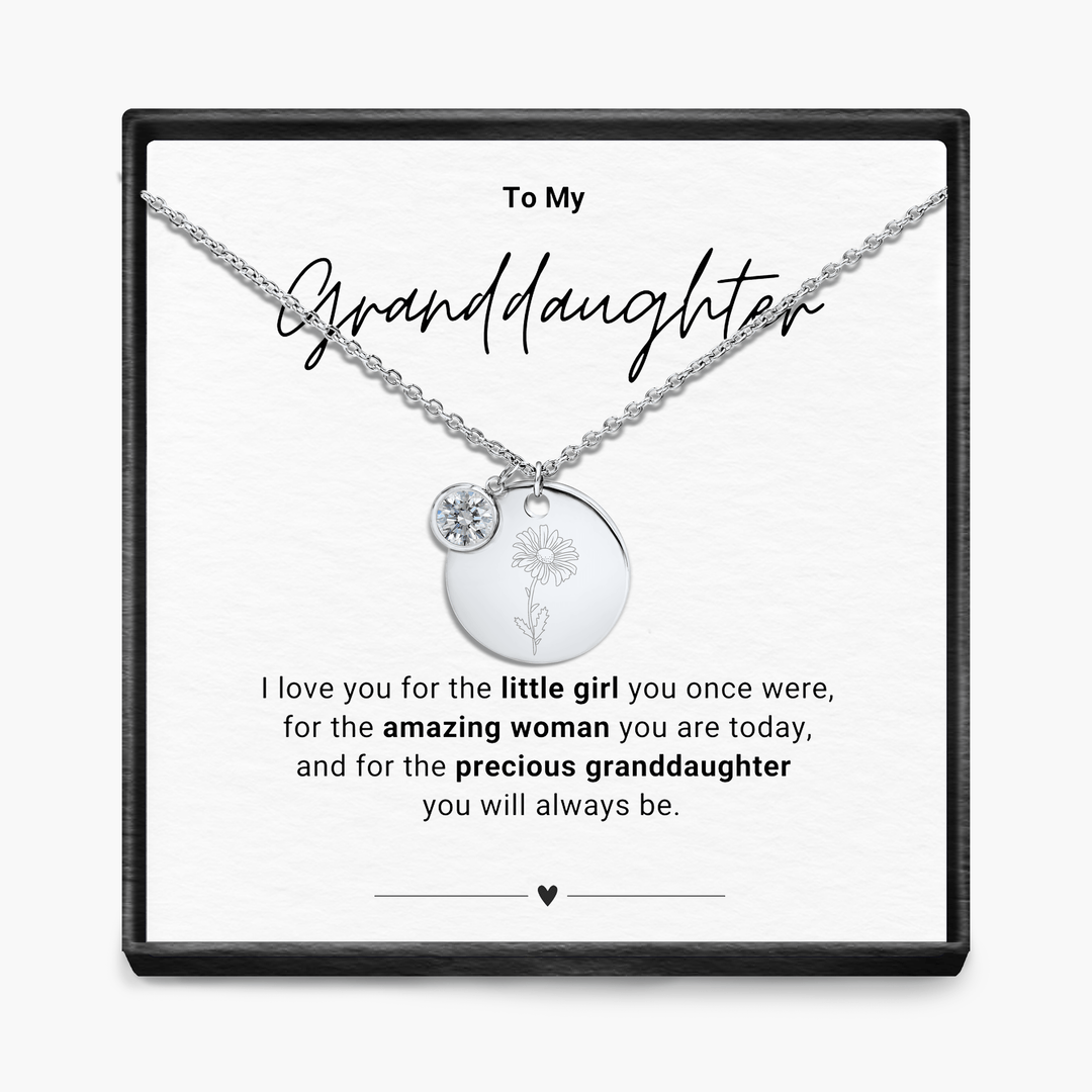 To My Grandaughter - Birth Month Pendant Necklace