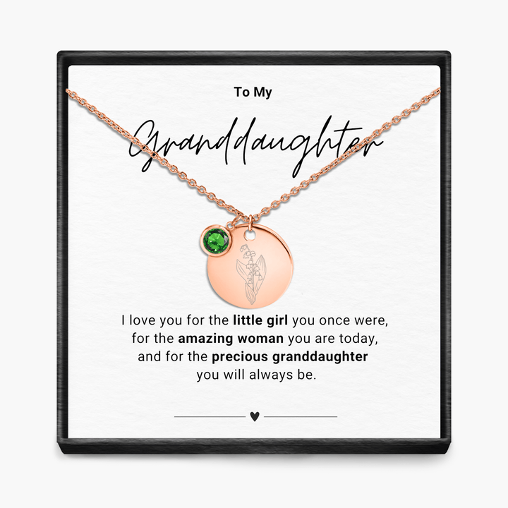 To My Grandaughter - Birth Month Pendant Necklace