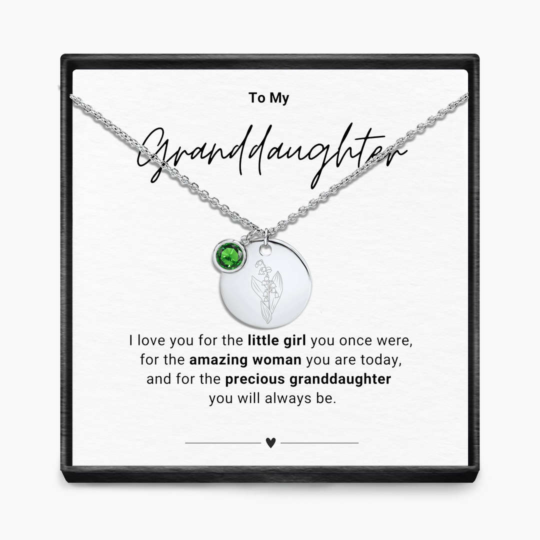 To My Grandaughter - Birth Month Pendant Necklace