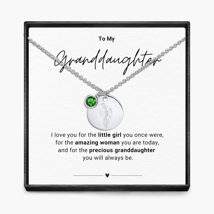 To My Grandaughter - Birth Month Pendant Necklace