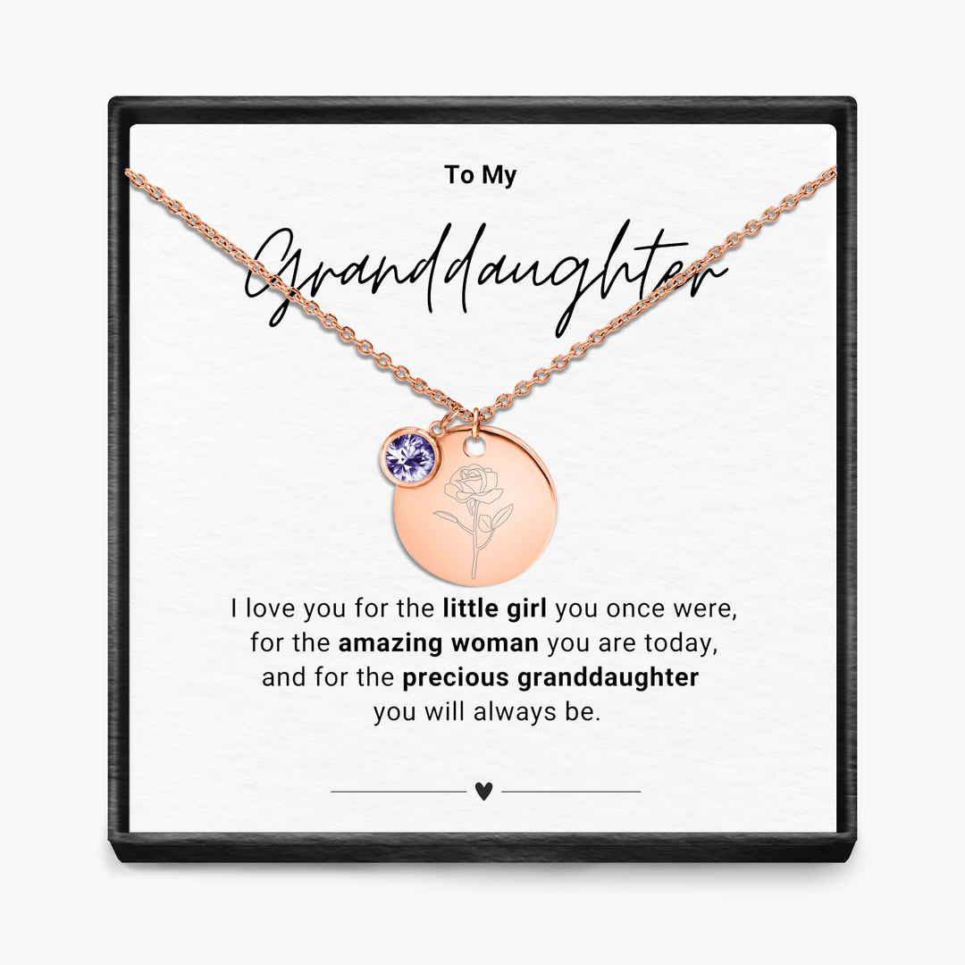 To My Grandaughter - Birth Month Pendant Necklace