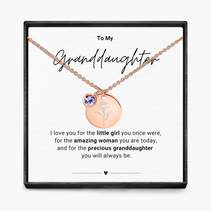 To My Grandaughter - Birth Month Pendant Necklace