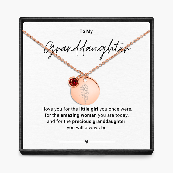 To My Grandaughter - Birth Month Pendant Necklace