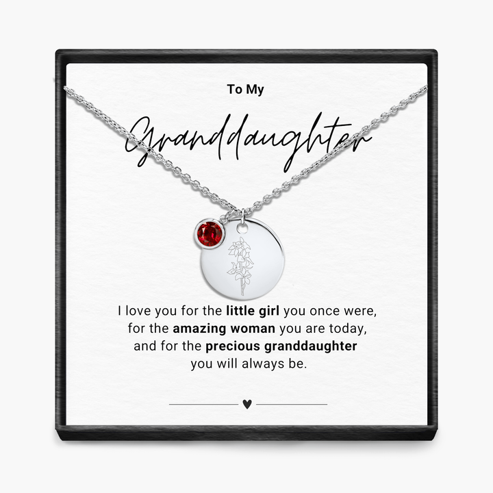 To My Grandaughter - Birth Month Pendant Necklace