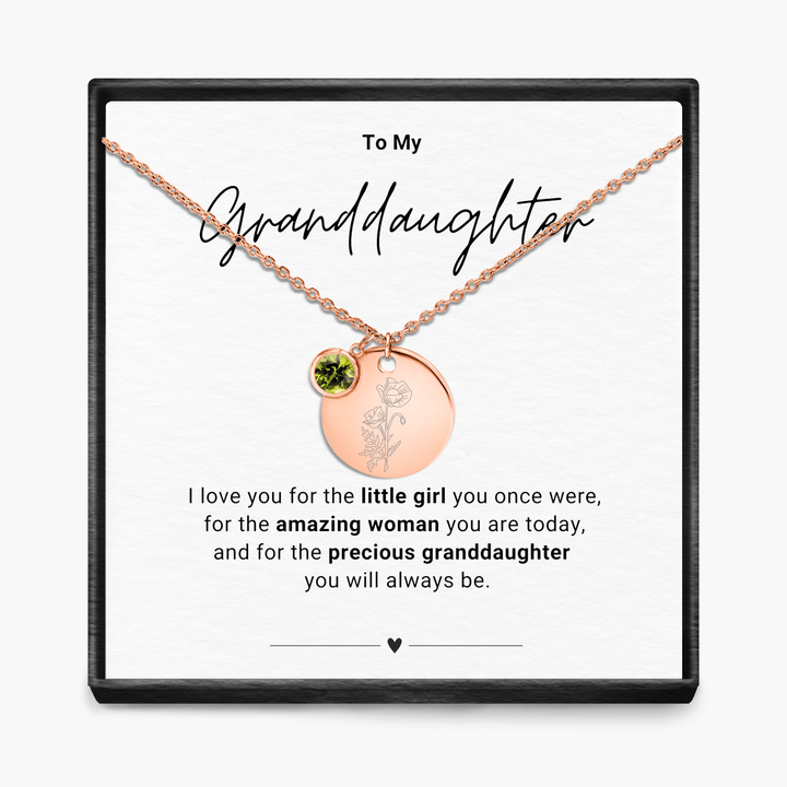 To My Grandaughter - Birth Month Pendant Necklace