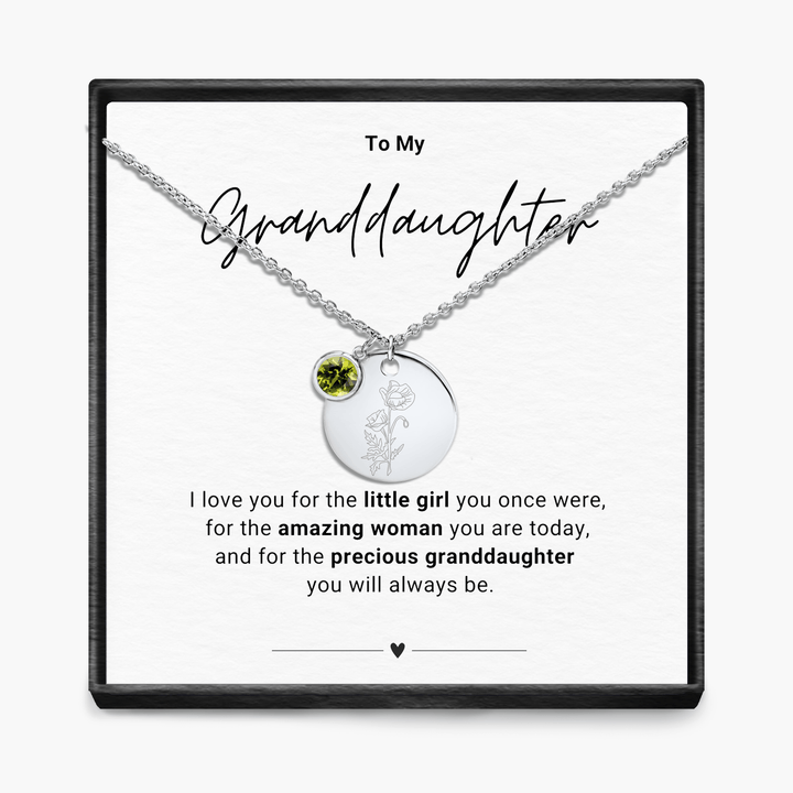 To My Grandaughter - Birth Month Pendant Necklace