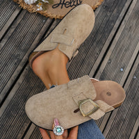 Daro Suede Buckle Clogs