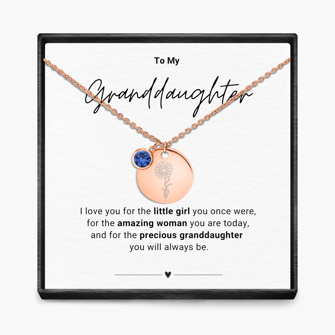 To My Grandaughter - Birth Month Pendant Necklace