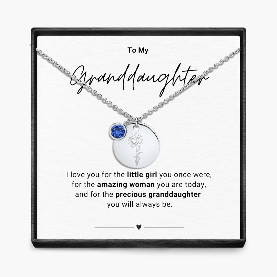 To My Grandaughter - Birth Month Pendant Necklace