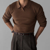 Florence Ribbed Long Sleeve Polo Shirt