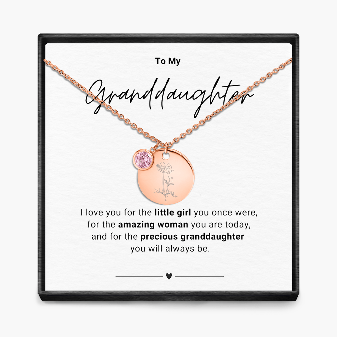 To My Grandaughter - Birth Month Pendant Necklace