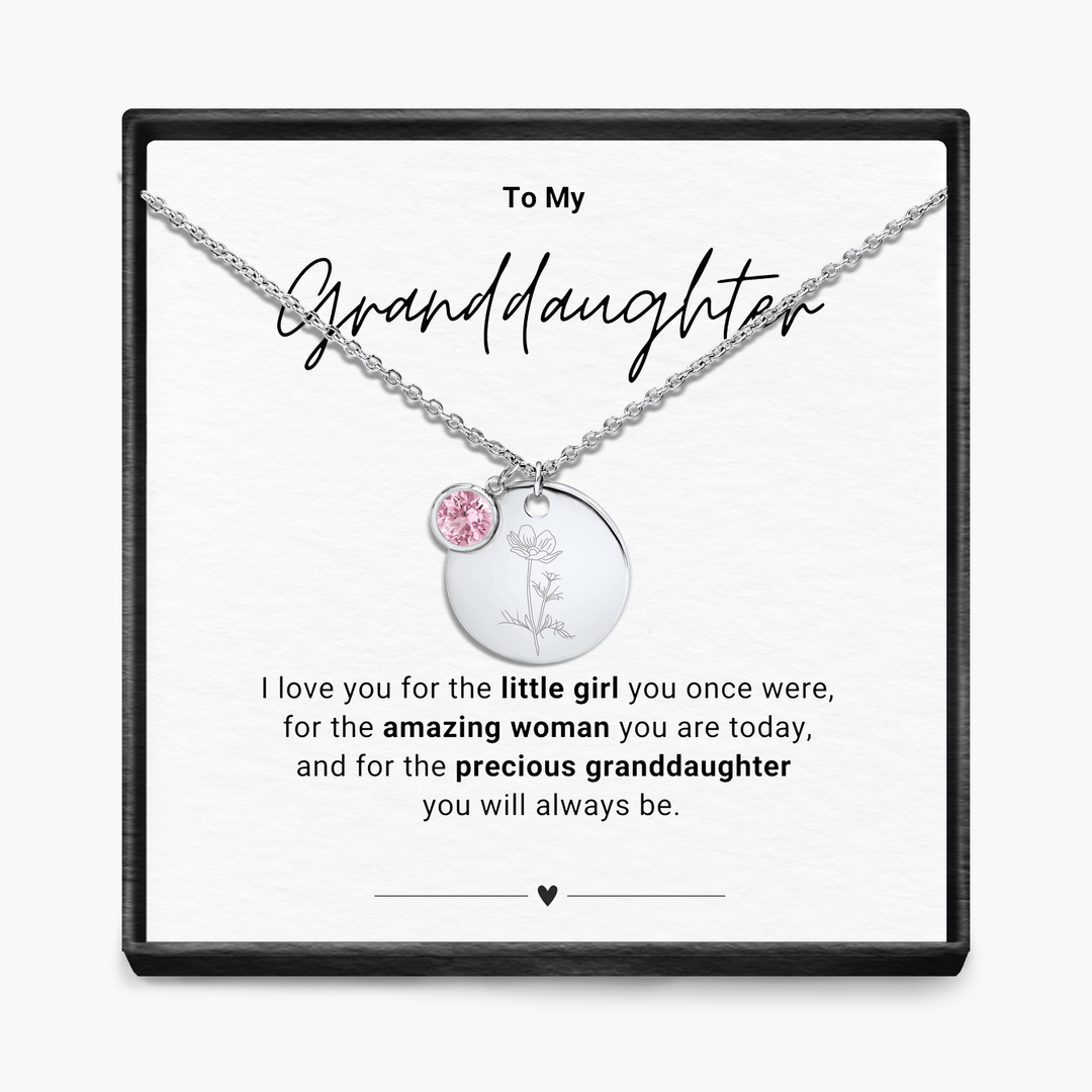 To My Grandaughter - Birth Month Pendant Necklace