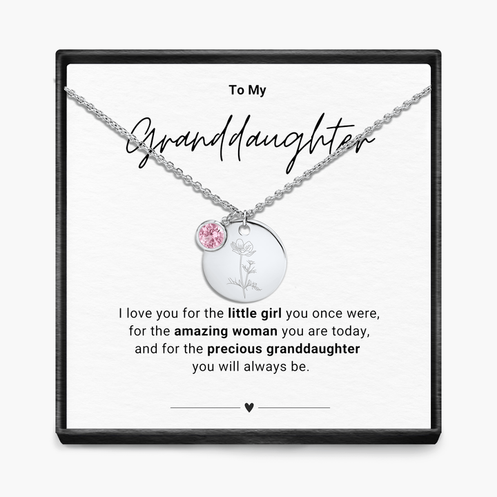 To My Grandaughter - Birth Month Pendant Necklace