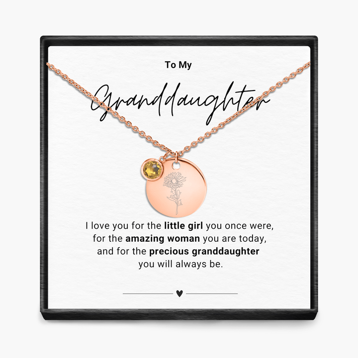 To My Grandaughter - Birth Month Pendant Necklace