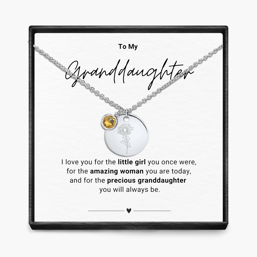 To My Grandaughter - Birth Month Pendant Necklace