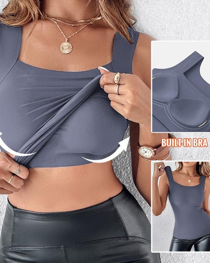 U-Neck Built-In Bra Shaping Tank Top