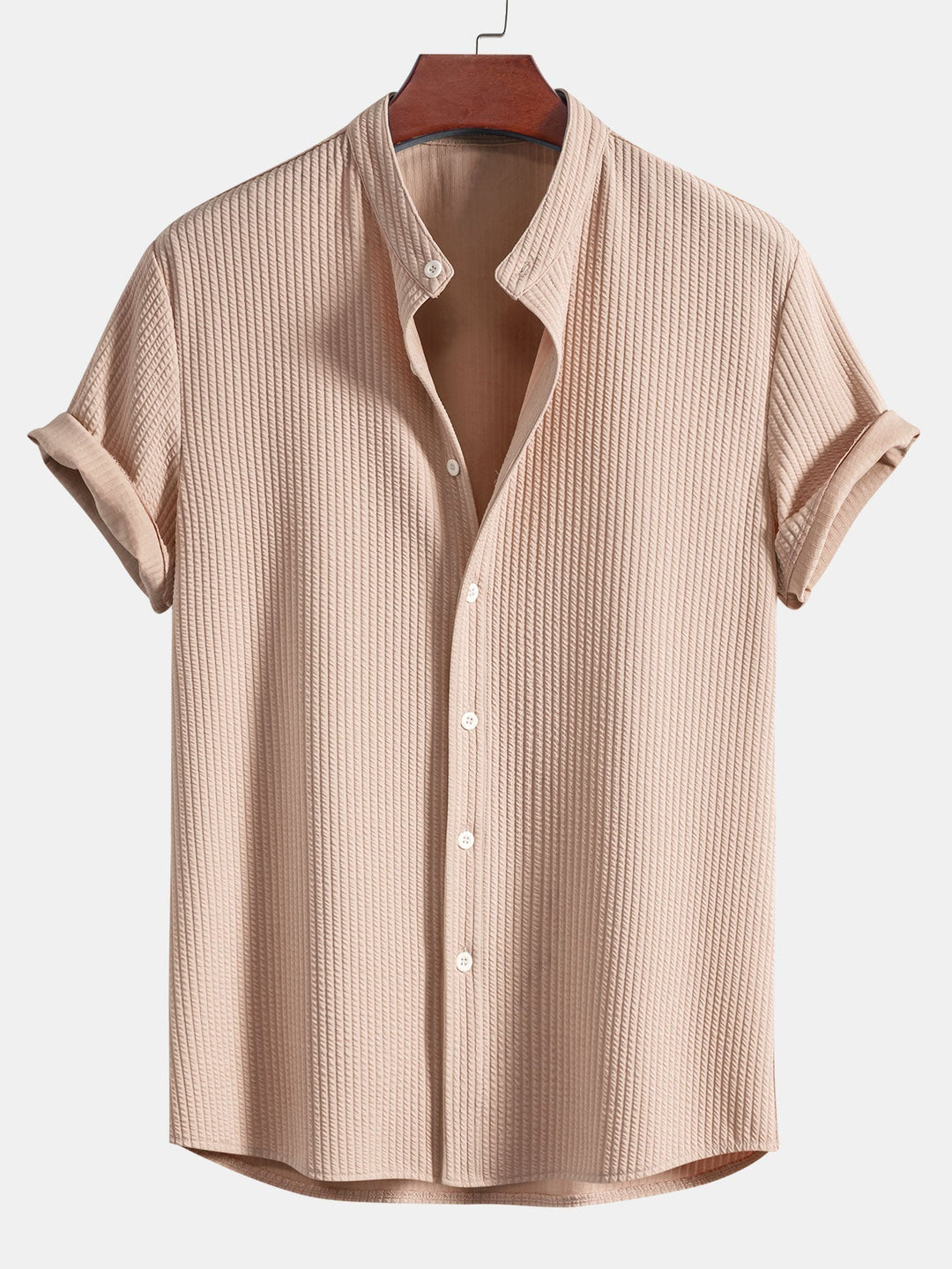 Monaco Ribbed Cotton Mandarin Collar Shirt