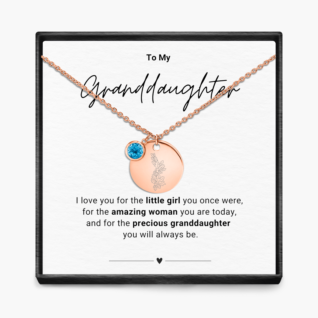 To My Grandaughter - Birth Month Pendant Necklace