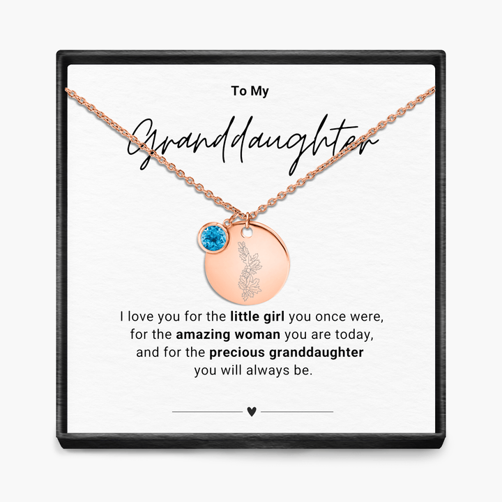To My Grandaughter - Birth Month Pendant Necklace