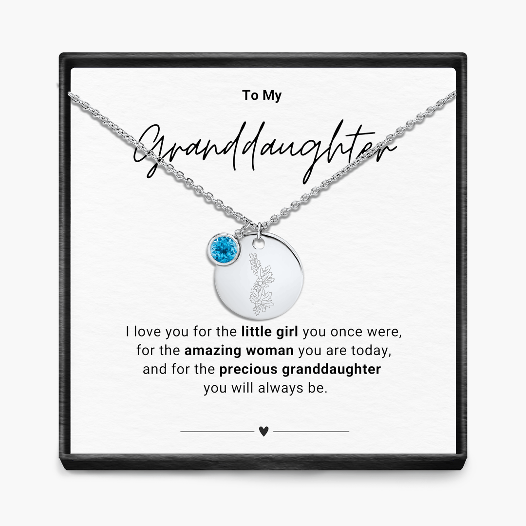 To My Grandaughter - Birth Month Pendant Necklace