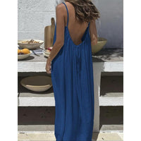 Womens Sleeveless Cami Lounge Maxi Dress Solid Color  Sleepwear