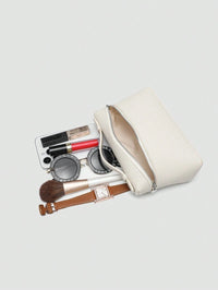 EVLO – Kleine Handtasche aus genarbtem Leder – Beige