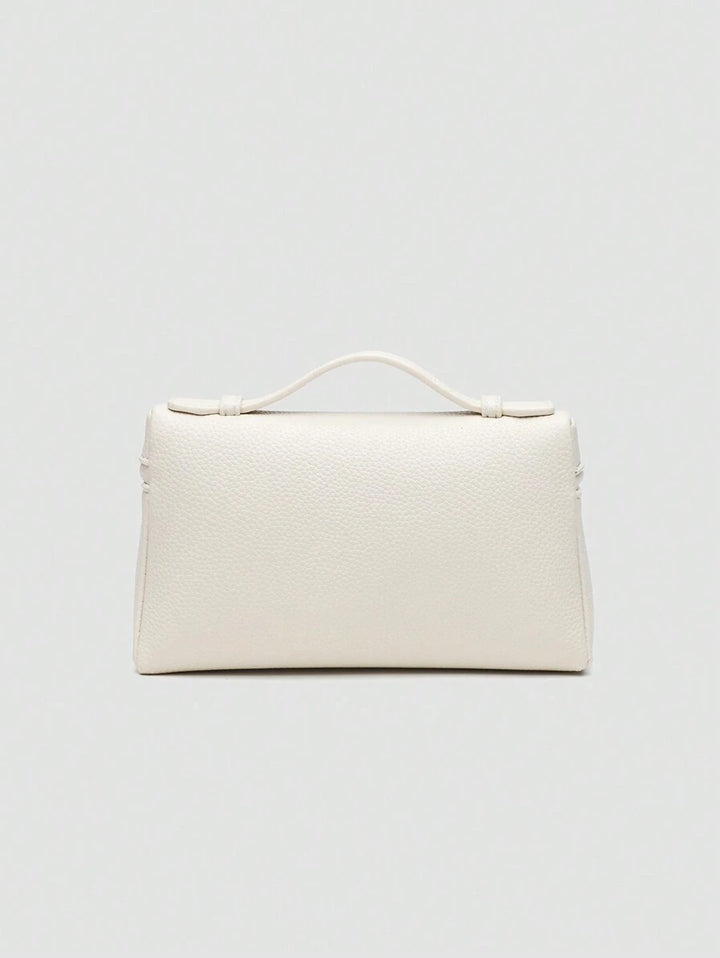 EVLO – Kleine Handtasche aus genarbtem Leder – Beige