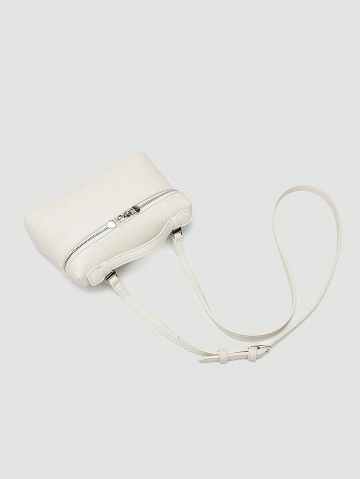 EVLO – Kleine Handtasche aus genarbtem Leder – Beige