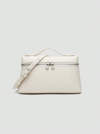 EVLO – Kleine Handtasche aus genarbtem Leder – Beige
