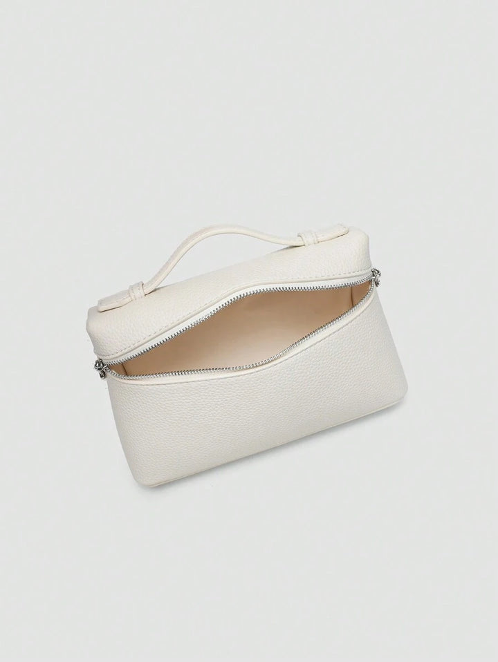 EVLO – Kleine Handtasche aus genarbtem Leder – Beige