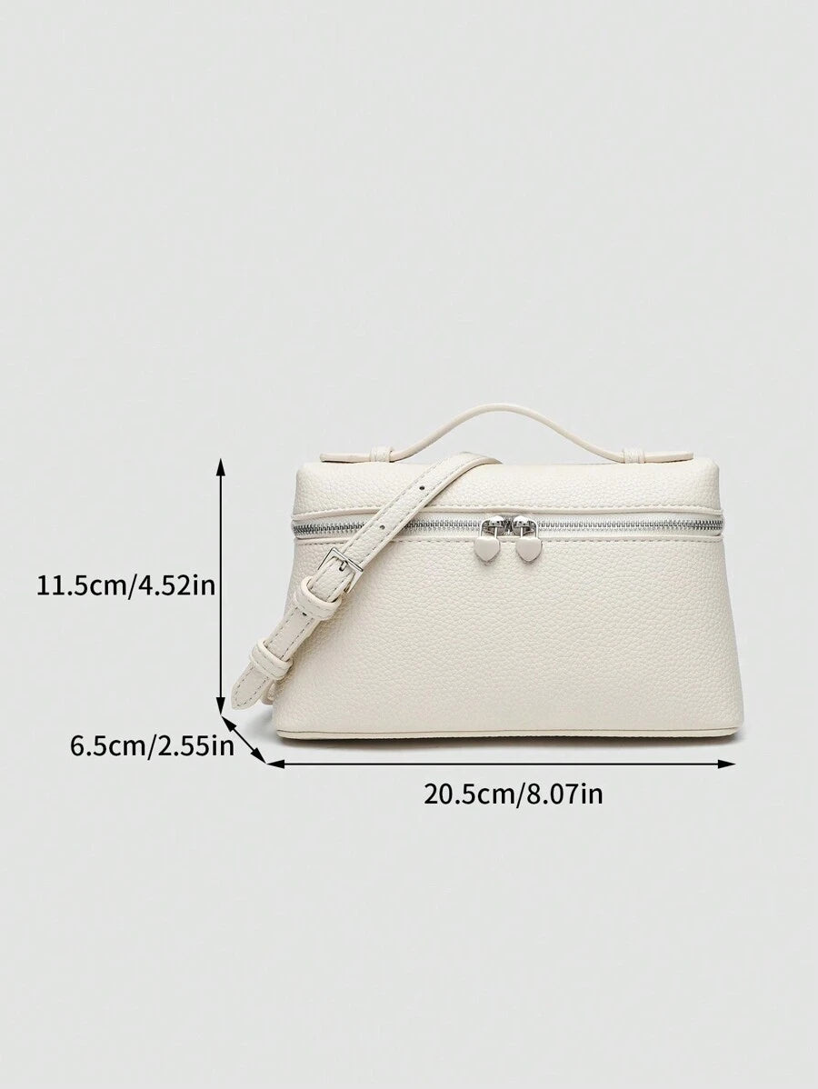 EVLO – Kleine Handtasche aus genarbtem Leder – Beige