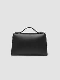 EVLO – Kleine Handtasche aus genarbtem Leder – Schwarz
