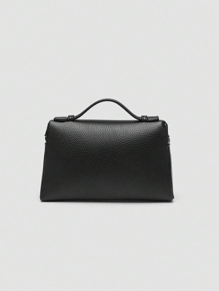 EVLO – Kleine Handtasche aus genarbtem Leder – Schwarz