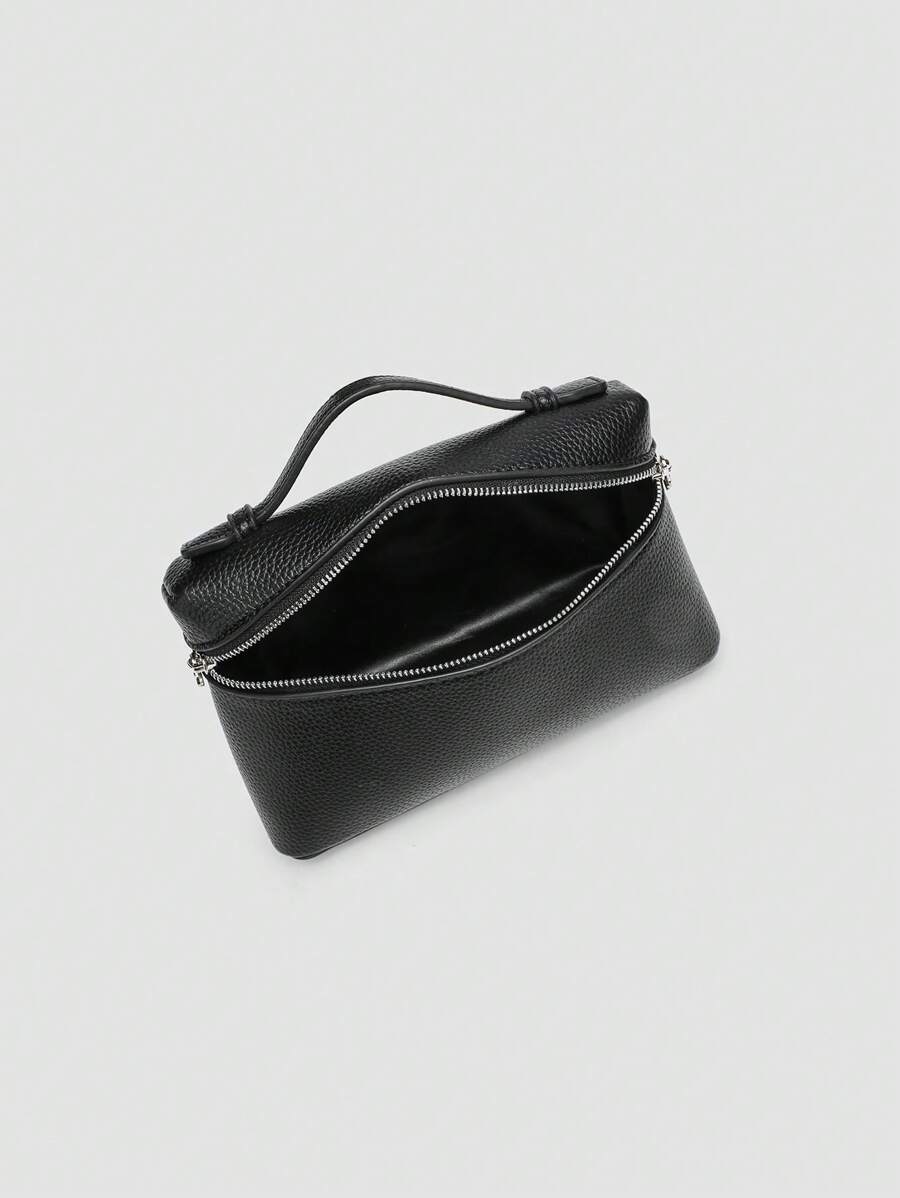 EVLO – Kleine Handtasche aus genarbtem Leder – Schwarz