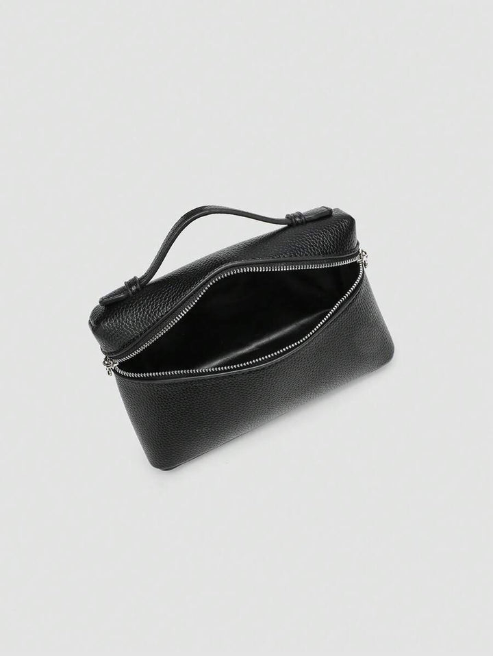EVLO – Kleine Handtasche aus genarbtem Leder – Schwarz