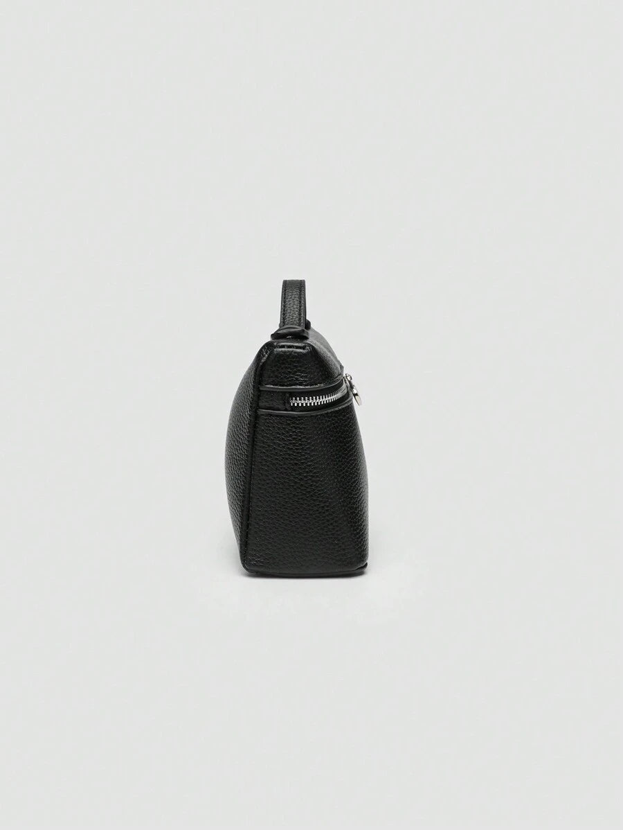 EVLO – Kleine Handtasche aus genarbtem Leder – Schwarz