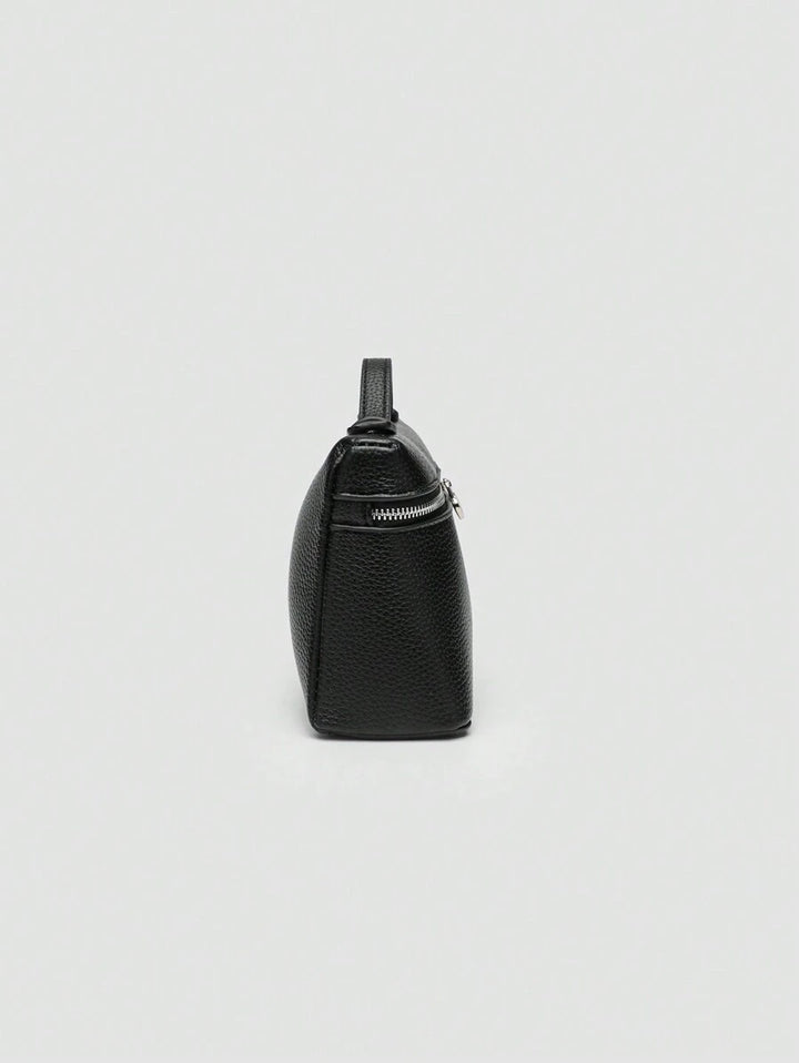 EVLO – Kleine Handtasche aus genarbtem Leder – Schwarz