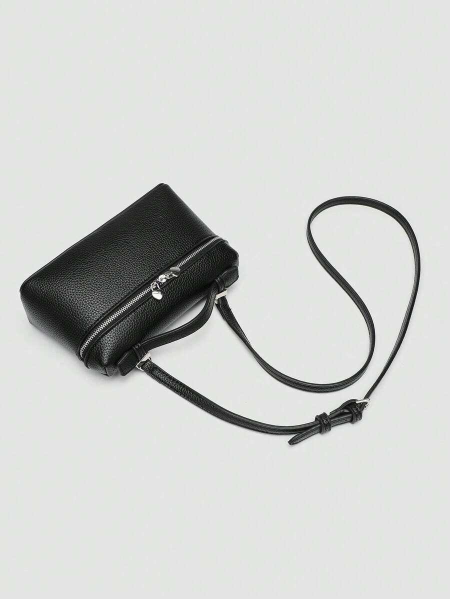 EVLO – Kleine Handtasche aus genarbtem Leder – Schwarz