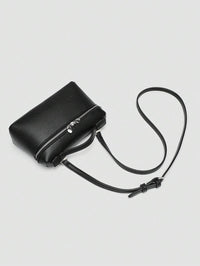 EVLO – Kleine Handtasche aus genarbtem Leder – Schwarz