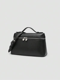 EVLO – Kleine Handtasche aus genarbtem Leder – Schwarz