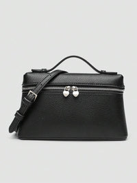 EVLO – Kleine Handtasche aus genarbtem Leder – Schwarz