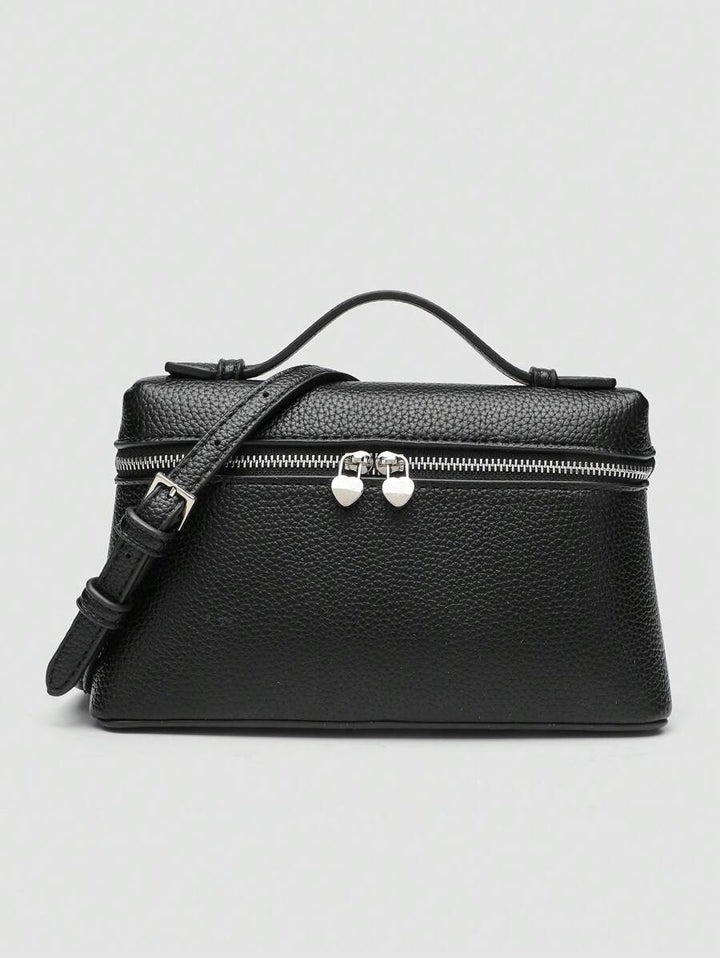 EVLO – Kleine Handtasche aus genarbtem Leder – Schwarz