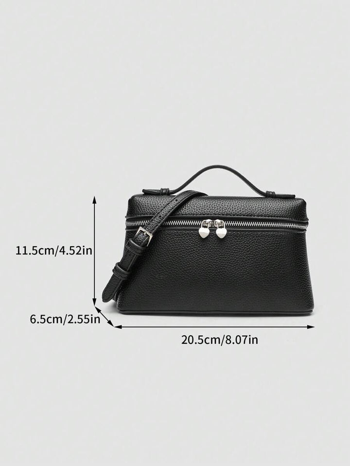 EVLO – Kleine Handtasche aus genarbtem Leder – Schwarz