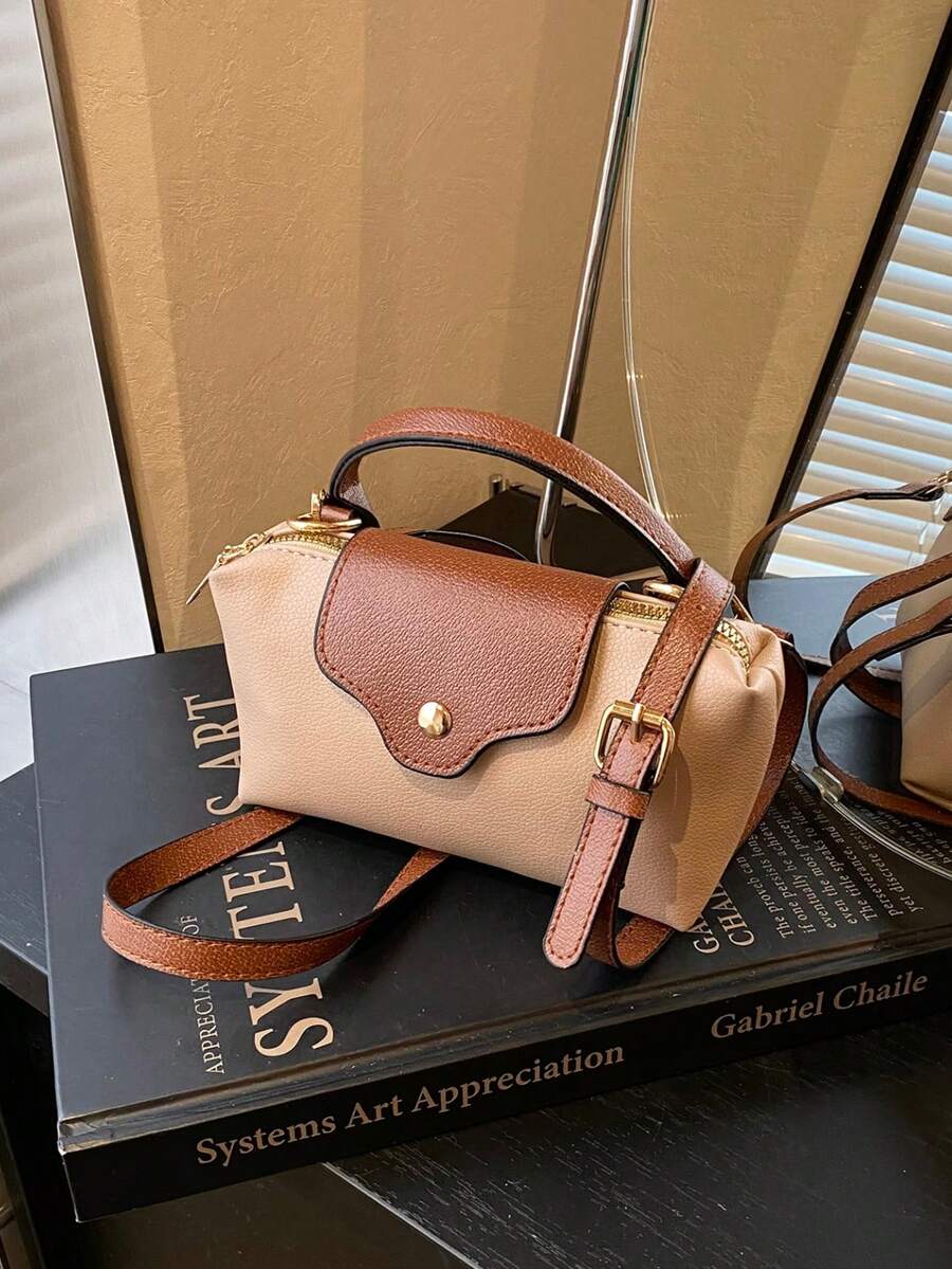 Mini waterdichte nylon tas voor dames met contrasterende details